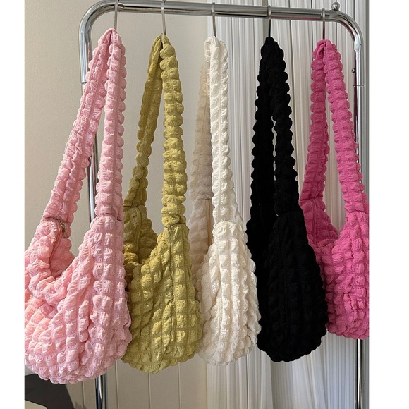 Minimalist Quilted Puffer Medium Size Shoulder Crossbody Bag Set - Picture 1 of 14